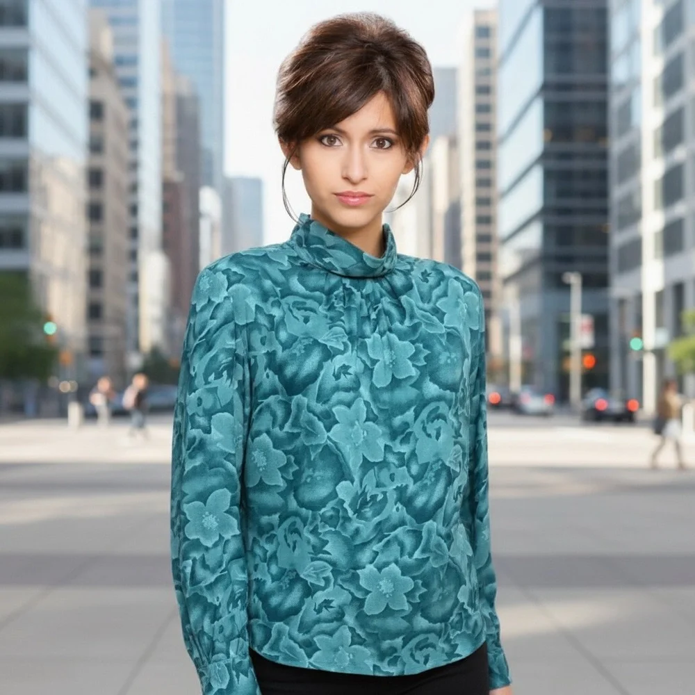 Pendleton Country Sophisticates 14 Petite Floral Blouse